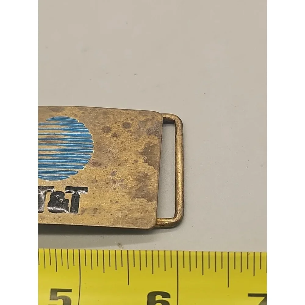 VINTAGE MEN'S BRASS AT&T‎ BELT BUCKLE Solid Brass USA